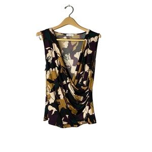 Calvin Klein Floral V-Neck sleeveless Blouse. XL